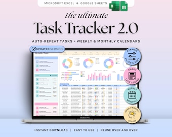 Task Tracker Spreadsheet To Do List Google Sheets Excel Work Organizer Recurring Task Planner Team Project Management ADHD Productivity