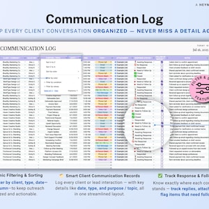 Client Tracker Google Sheets Excel CRM Client Manager Template Small Business Lead Management Spreadsheet Task Tracker Communication Log image 5