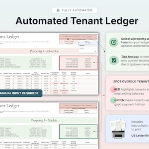 Rental Property Bookkeeping Google Sheets Landlord Spreadsheet Multi Property Income and Expense Tracker Excel Tenant Tracker Rent Payment image 8