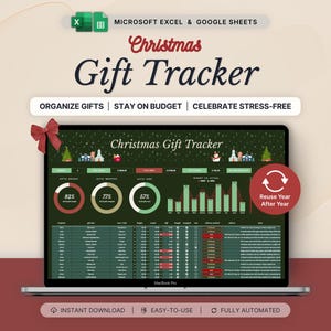 Christmas Gift Tracker Spreadsheet Dark Mode Holiday Gift Planner Google Sheets Excel Christmas Budget Tracker Holiday Planning Checklist