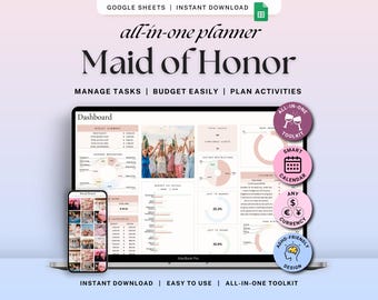 Maid of Honor Planner Bachelorette Party Planning Spreadsheet Wedding Shower Budget Tracker Bridal Shower Organizer Hens Party Event Planner