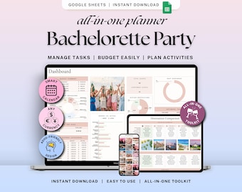 Bachelorette Party Planning Spreadsheet Maid of Honor Planner Google Sheets Bridal Shower Budget Tracker Wedding Shower Organizer Hens Party