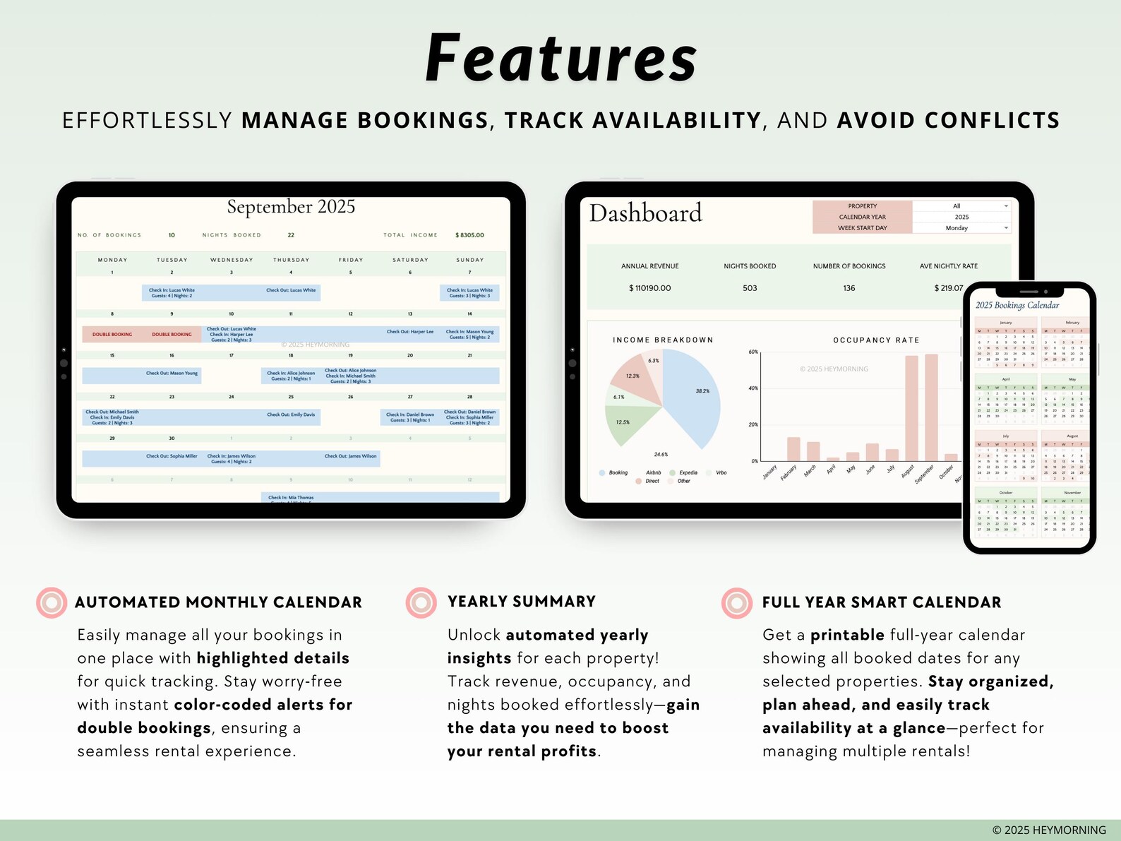 Airbnb Booking Calendar Spreadsheet Hotel Reservation Tracker Google ...