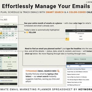 Email Content Calendar Spreadsheet Email Marketing Planner Google Sheets Email Newsletter Schedule Template Digital Email Ideas Organizer image 5