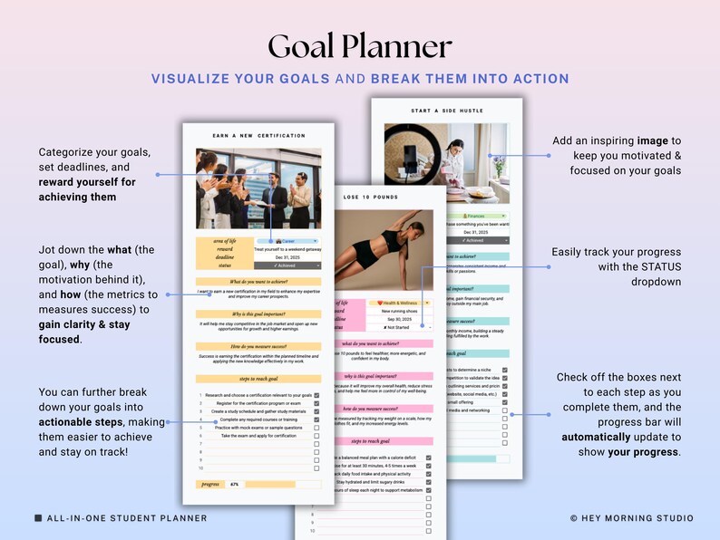 Academic Student Planner Google Sheets Excel University Planner Spreadsheet College Assignment Tracker Class Timetable Degree Planner GPA image 12