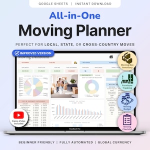 Moving Planner Google Sheets Home Moving Bundle Spreadsheet New Apartment Template Moving Budget Packing Box Inventory Moving Task Checklist