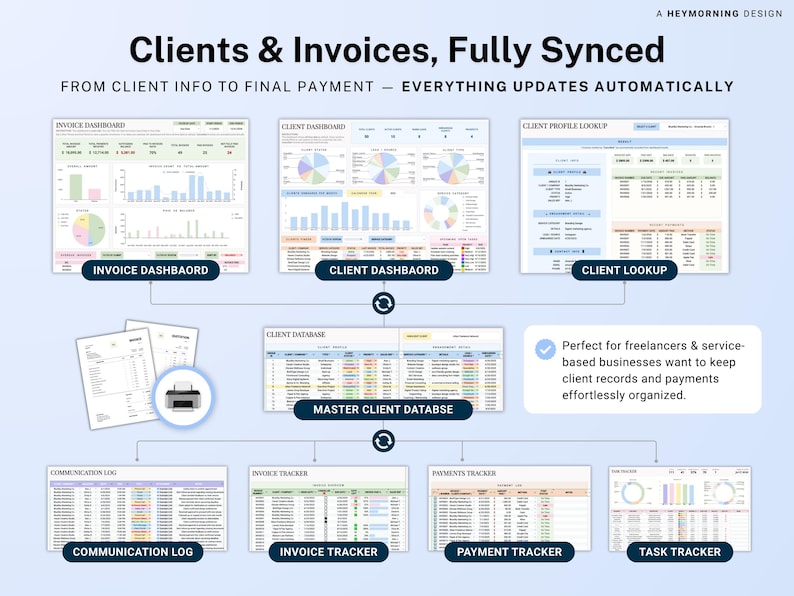 Invoice & Client Tracker Spreadsheet for Small Business CRM Google Sheets Invoice Tracker Generator Excel Lead Management Payment Tracker image 2