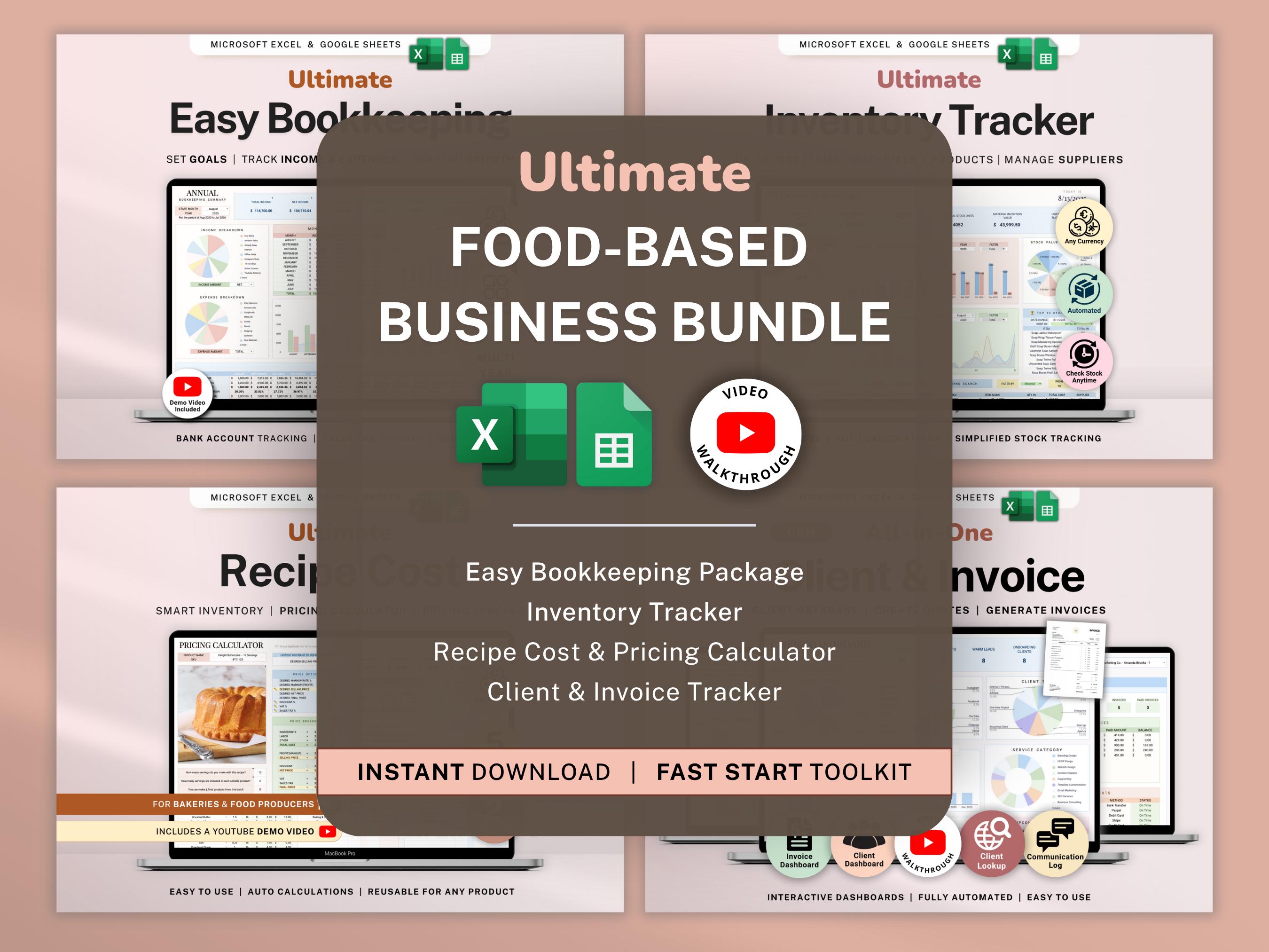 Home Bakery Business Bundle Food Recipe Cost Calculator Spreadsheet ...