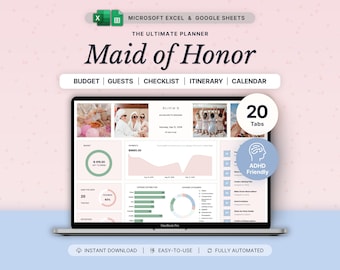Maid of Honor Planner Bachelorette Party Planning Spreadsheet Wedding Shower Budget Tracker Bridal Shower Organizer Hens Party Event Planner