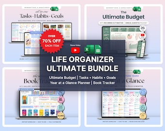 Annual Budget Template 2026 Life Planner Google Sheets Excel Goal Planner Habit Tracker Organization Bundle Task Spreadsheet Reading Log