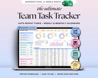 Team Task Tracker Google Sheets Task Management Template for Small Business Employee Work Manager Spreadsheet Excel Recurring Task Planner