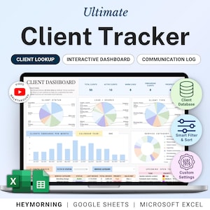 Kunden-Tracker Google Sheets Excel crm client-manager-Vorlage Small Business Bleikristall
