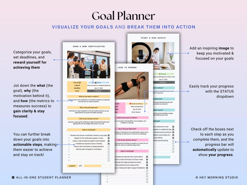 Academic Student Planner Google Sheets Excel Assignment Tracker Spreadsheet University Study Planner Class Timetable Degree GPA Calculator image 12