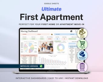 First Apartment Planner Spreadsheet for First Time Renters New Home Setup Checklist Moving Planner Google Sheets First Home Essentials