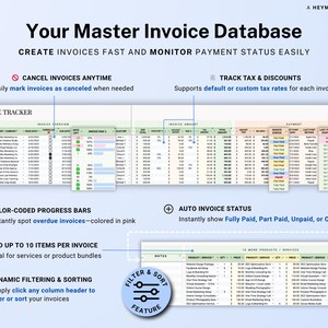 Invoice Tracker Google Sheets Excel Invoice Generator Spreadsheet Small Business Billing Payment Tracker Client Invoice Manager Invoicing image 5