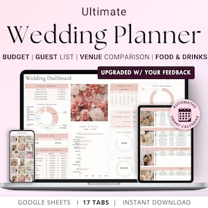 Wedding Planner Spreadsheet Google Sheets Wedding Planning Checklist Wedding Budget Expense Tracker Wedding Itinerary Guest List To Do List
