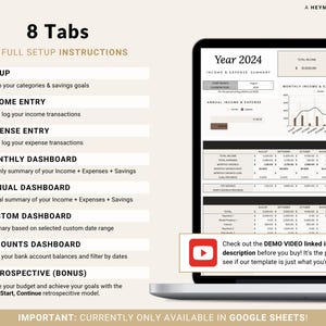 Income Expense Tracker Spreadsheet Personal Finances Planner Business Profit Loss Google Sheets Bookkeeping Template Yearly Budget Tracker image 2