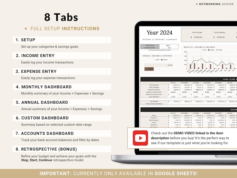 Income Expense Tracker Spreadsheet Personal Finances Planner Business Profit Loss Google Sheets Bookkeeping Template Yearly Budget Tracker image 2