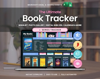 Book Tracker Reading List Planner Google Sheets Excel Dark Mode Reading Tracker Book Review Spreadsheet Book Journal Gift for Book Lover