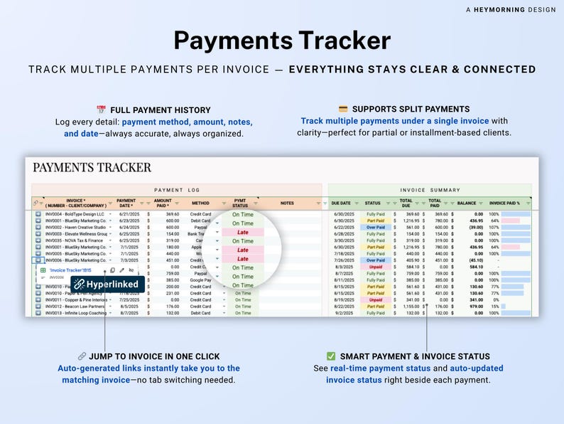 Invoice Tracker Google Sheets Excel Invoice Generator Spreadsheet Small Business Billing Payment Tracker Client Invoice Manager Invoicing image 6