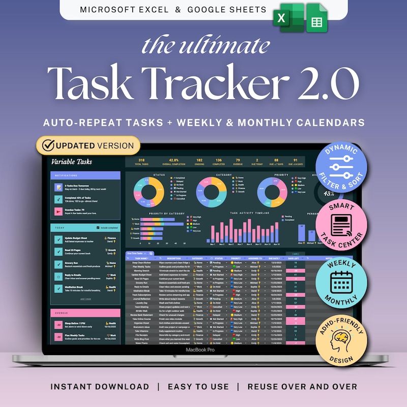 Dark Mode Task Tracker - Etsy UK