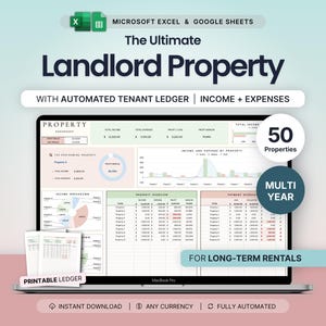 Rental Property Bookkeeping Google Sheets Landlord Spreadsheet Multi Property Income and Expense Tracker Excel Tenant Tracker Rent Payment
