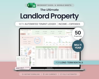 Rental Property Bookkeeping Google Sheets Landlord Spreadsheet Multi Property Income and Expense Tracker Excel Tenant Tracker Rent Payment