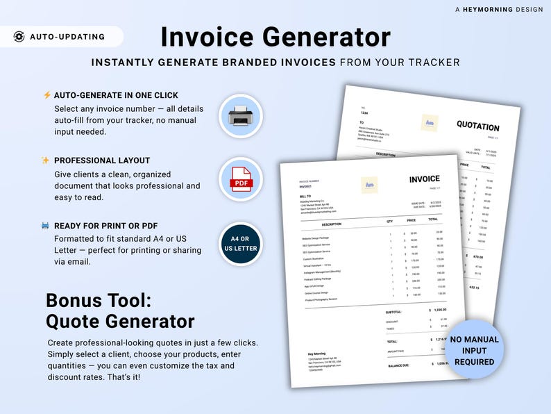 Invoice Tracker Google Sheets Excel Invoice Generator Spreadsheet Small Business Billing Payment Tracker Client Invoice Manager Invoicing image 8