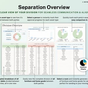 Divorce Planner Spreadsheet Asset Division Google Sheets Divorce Financial Settlement Property & Debt Split Separation Agreement Transition image 3