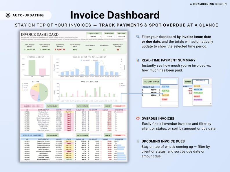 Invoice & Client Tracker Spreadsheet for Small Business CRM Google Sheets Invoice Tracker Generator Excel Lead Management Payment Tracker image 8