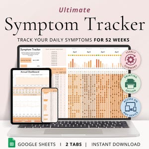 Symptomentracker Google-spreadsheet Chronische ziekte Pijntracker Spreadsheet Dagelijks symptoomfrequentiekaartsjabloon Symptomendagboek Medische tracker