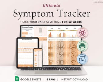 Foglio di calcolo per il monitoraggio dei sintomi, Foglio di calcolo per il monitoraggio del dolore da malattia cronica, Modello di grafico della frequenza giornaliera dei sintomi, Diario dei sintomi, Monitoraggio medico
