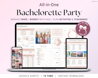 Bachelorette Party Planning Spreadsheet Maid of Honor Planner Google Sheets Bridal Shower Budget Tracker Wedding Shower Organizer Hens Party