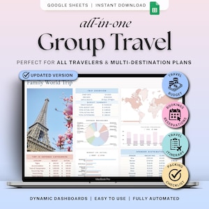 Group Travel Planner Google Sheets Family Trip Planning Spreadsheet Vacation Budget Tracker Travel Itinerary Packing List Holiday Checklist
