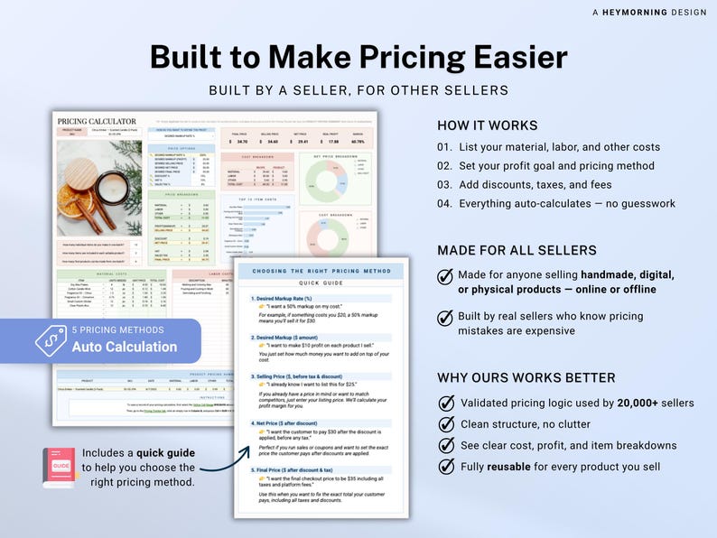Product Pricing Calculator Spreadsheet Small Business Pricing Template Google Sheets Handmade Product Cost Calculator Excel Profit Margin image 3