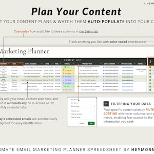 Email Content Calendar Spreadsheet Email Marketing Planner Google Sheets Email Newsletter Schedule Template Digital Email Ideas Organizer image 4