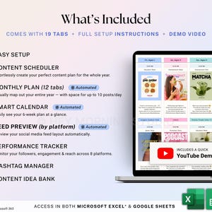 Yearly Social Media Content Calendar Google Sheets Excel Monthly Content Planner for Instagram TikTok Social Media Schedule Spreadsheet image 3