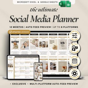 Social Media Content Planner Google Sheets Excel Content Calendar Spreadsheet for Digital Creators Instagram TikTok Post Scheduler Marketing