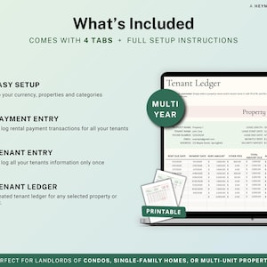 Spreadsheet huurbetalingen Huurdersgrootboek Google Spreadsheets Verhuurder Rent Tracker Huurderstracker Property Rent Tracker Boekhoudsjabloon afbeelding 2