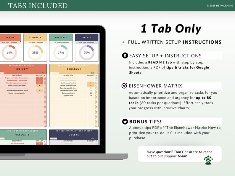 Eisenhower Matrix Spreadsheet Decision Matrix Google Sheets Task ...