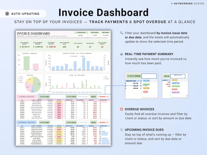 Invoice Tracker Google Sheets Excel Invoice Generator Spreadsheet Small Business Billing Payment Tracker Client Invoice Manager Invoicing image 7