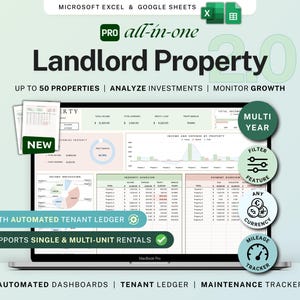 複数ユニット賃貸収入経費トラッカー、大家向け不動産管理スプレッドシート、Google スプレッドシート、賃貸簿記、Excel、テナント元帳