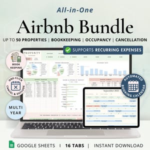 Airbnb Spreadsheet Vacation Rental Tracker Booking Calendar Income Expense Template Short-Term Rental Management Profit Loss Bookkeeping