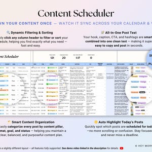 Yearly Social Media Content Calendar Google Sheets Excel Monthly Content Planner for Instagram TikTok Social Media Schedule Spreadsheet image 4