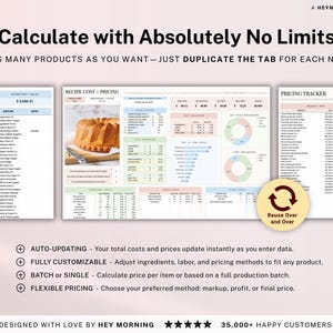 Recipe Cost and Pricing Calculator Spreadsheet for Bakery and Food Business Pricing Tool Google Sheets Excel Cake Ingredient Cost and Profit image 7