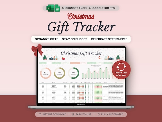 Christmas Gift Planner Spreadsheet Holiday Gift Tracker Google Sheets Excel Christmas Budget Template Holiday Planning Checklist Organizer
