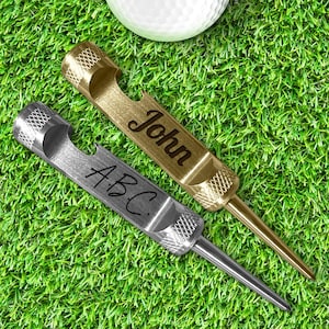 Op maat gegraveerde golfspeersleutel met flesopener: gepersonaliseerd praktisch goudmessing roestvrij staal golfcadeau - 3 soorten!