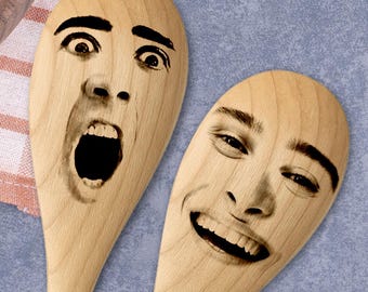 Custom Face Engraved Wooden Spoon – Personalized Gag Gift