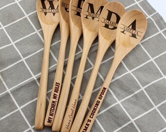 Engraved Wooden Spoon: Custom Monogrammed Kitchen Utensil