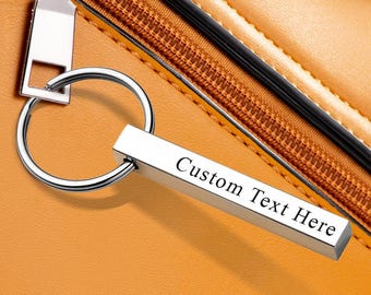 Custom Laser Etched Keychain: Personalized Metal Rectangle Bar